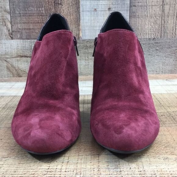 Geox‎ Respira Red Black Brick Suede Glimmer Pumps Ankle Booties Womens 38.5 8.5 - Picture 2 of 15